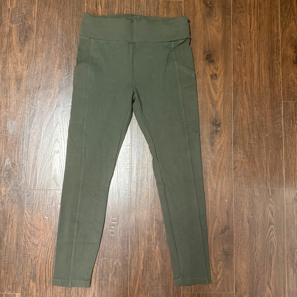 LOU & GREY LEGGINGS PANTS SIDE POCKETS OLIVE